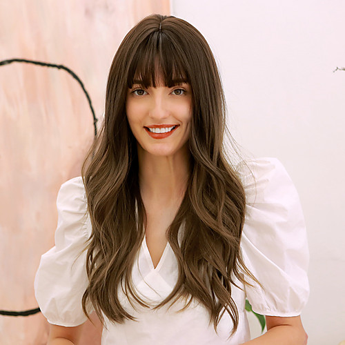 

Synthetic Wig Body Wave Natural Wave Side Part With Bangs Wig Long Brown Synthetic Hair 24 inch Women's Cosplay Fashion African American Wig Brown BLONDE UNICORN