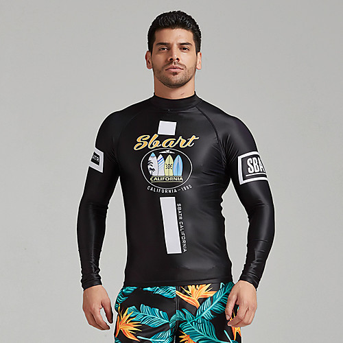 

Men's Rash Guard Elastane Top Breathable Quick Dry Long Sleeve Swimming Diving Water Sports Autumn / Fall Spring Summer / Stretchy