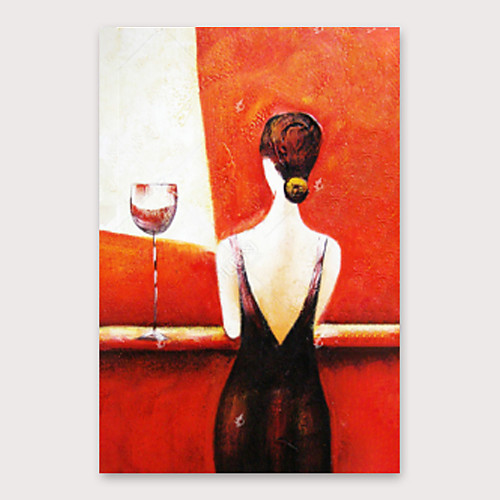 

Oil Painting Hand Painted Vertical Abstract Abstract Portrait Modern Stretched Canvas