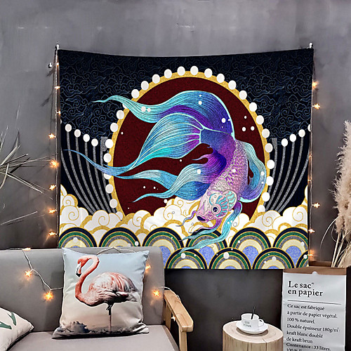 

Japanese Painting Style Ukiyo-e Wall Tapestry Art Decor Blanket Curtain Hanging Home Bedroom Living Room Decoration Gold Fish Animal