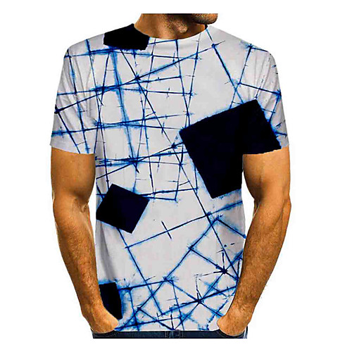 

Men's T shirt Graphic Print Short Sleeve Daily Tops Basic Blue