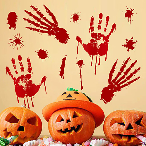 

Halloween Party Toys Window Sticker Wall Stickers 2 pcs Blood Handprint Mischief PVC Kid's Adults Trick or Treat Halloween Party Favors Supplies