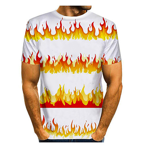 

Men's T shirt Graphic Print Short Sleeve Daily Tops Basic Yellow