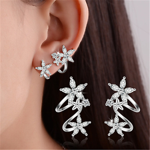 

Women's AAA Cubic Zirconia Earrings Layered Mini Petal Stylish Luxury Sweet Platinum Plated Gold Plated Earrings Jewelry Rose Gold / Silver For Party Wedding Gift Daily Festival 1 Pair