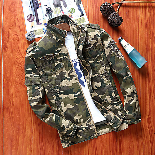 

Men's Hiking Jacket Military Tactical Jacket Outdoor Camo Thermal Warm Lightweight Windproof Breathable Jacket Top Cotton Hunting Fishing Climbing Army Green Khaki / Casual