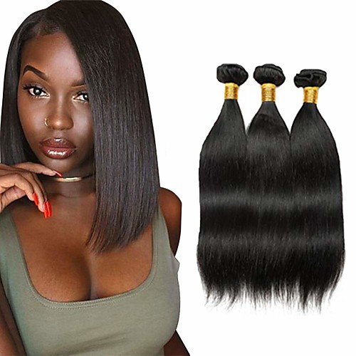 

3 Bundles Hair Weaves Brazilian Hair Straight Human Hair Extensions Remy Human Hair 100% Remy Hair Weave Bundles 300 g Natural Color Hair Weaves / Hair Bulk Human Hair Extensions 8-28 inch Natural