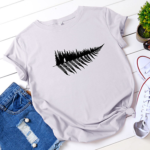 

Women's T-shirt Graphic Prints Print Round Neck Tops 100% Cotton Basic Basic Top White Black Yellow