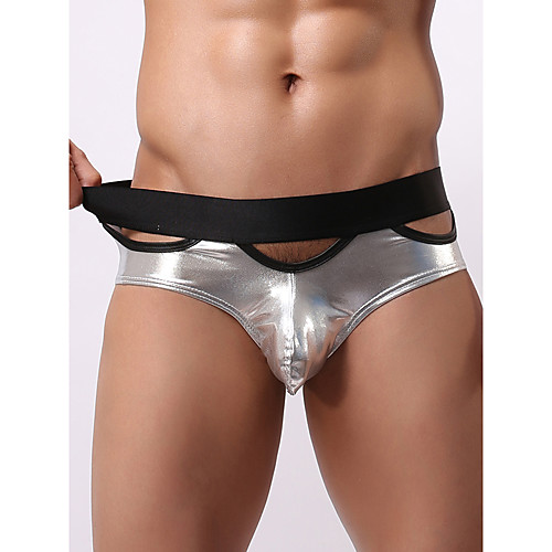 

Men's 1 Piece Cut Out Briefs Underwear - Normal Low Waist Blue Purple Gold S M L