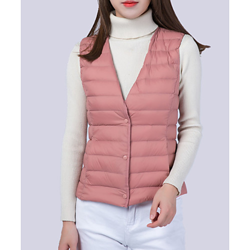 

Women's Vest Parka Solid Colored Polyester White / Black / Blushing Pink M / L / XL