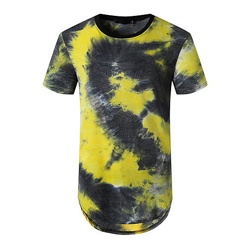 

Men's T shirt Graphic Print Short Sleeve Daily Tops Basic Blue Purple Yellow