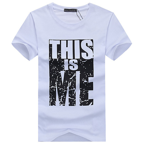 

Men's T shirt Graphic Letter Print Short Sleeve Daily Tops Cotton Basic White Black Red