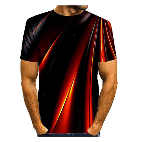 

Men's T shirt Graphic Print Short Sleeve Daily Tops Basic Rainbow