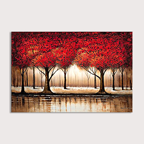 

Large Abstract Forest Wall Art Hand Painted Modern Red Tree Oil Painting on Canvas Rolled Without Frame