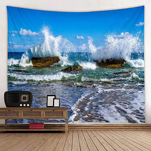 

Beach Spray Digital Printed Tapestry Decor Wall Art Tablecloths Bedspread Picnic Blanket Beach Throw Tapestries Colorful Bedroom Hall Dorm Living Room Hanging