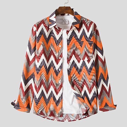

Men's Shirt Graphic Plus Size Long Sleeve Daily Tops Streetwear Red