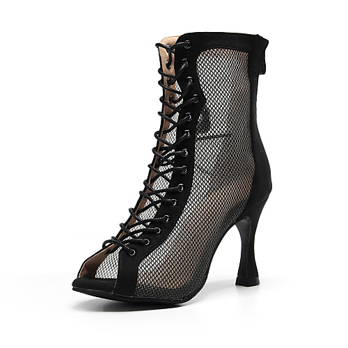

Women's Latin Shoes Jazz Shoes Ballroom Shoes Salsa Shoes Boots Sided Hollow Out Slim High Heel Black Red Buckle
