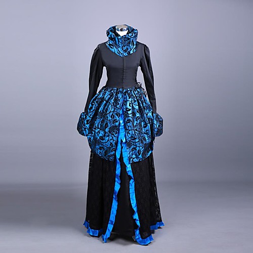 

Rococo Victorian Costume Party Costume Masquerade Bule / Black Vintage Cosplay Taffeta 70% cotton 30% nylon spandex Long Sleeve Bell Sleeve Ankle Length / Floral