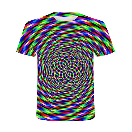 

Men's T shirt Graphic Plus Size Print Short Sleeve Club Tops Streetwear Exaggerated Rainbow