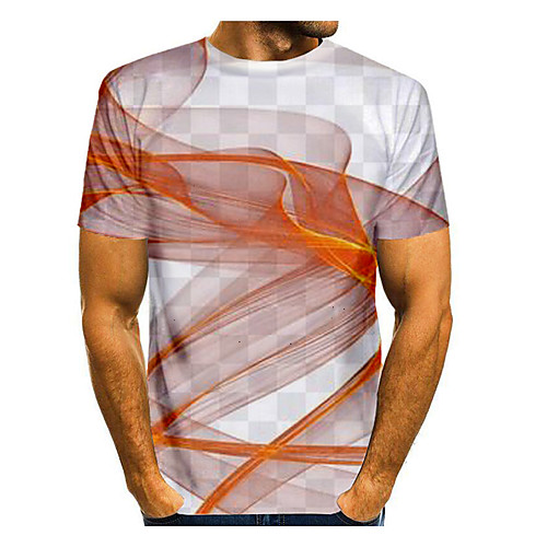 

Men's T shirt Graphic Print Short Sleeve Daily Tops Basic Brown
