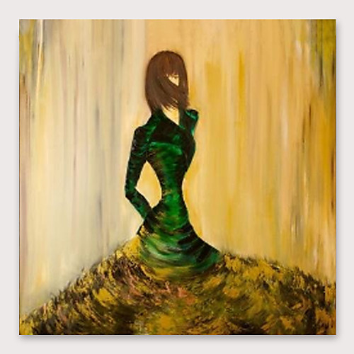 

Oil Painting Hand Painted Square Abstract People Modern Stretched Canvas