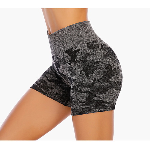 

Women's Yoga Shorts Seamless Shorts Tummy Control Butt Lift Breathable Camo / Camouflage Black Light Purple Blue Nylon Yoga Fitness Running Sports Activewear Stretchy