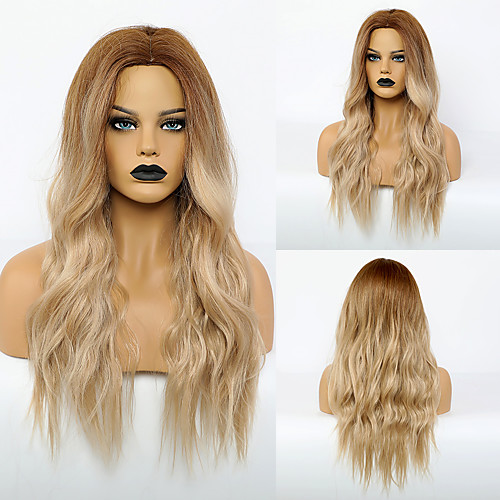 

Synthetic Wig Body Wave Middle Part Wig Very Long Synthetic Hair 28 inch Women's Fashionable Design Life Women Blonde