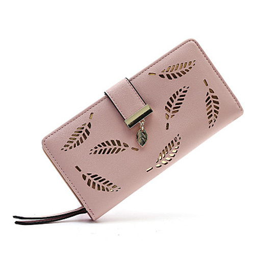 

Women's Bags PU Leather Wallet Hollow-out Floral Print Holiday Pink Black Blue khaki