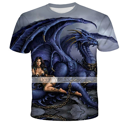 

Men's T shirt Graphic Print Short Sleeve Daily Tops Streetwear Exaggerated Rainbow