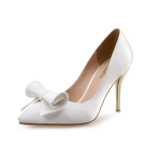 

Women's Wedding Shoes Pumps Pointed Toe Wedding Party & Evening Satin Bowknot White Black Red