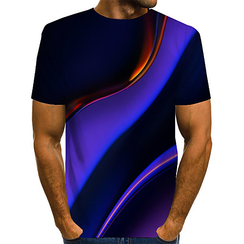 

Men's T shirt Graphic Plus Size Print Short Sleeve Daily Tops Basic Exaggerated Rainbow