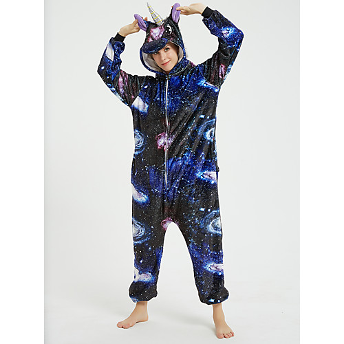 

Adults' Kigurumi Pajamas Unicorn Flying Horse Onesie Pajamas Flannel Fabric Ink Blue Cosplay For Men and Women Animal Sleepwear Cartoon Festival / Holiday Costumes / Leotard / Onesie