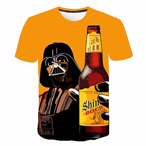 

Men's T shirt Graphic Print Short Sleeve Daily Tops Basic Orange