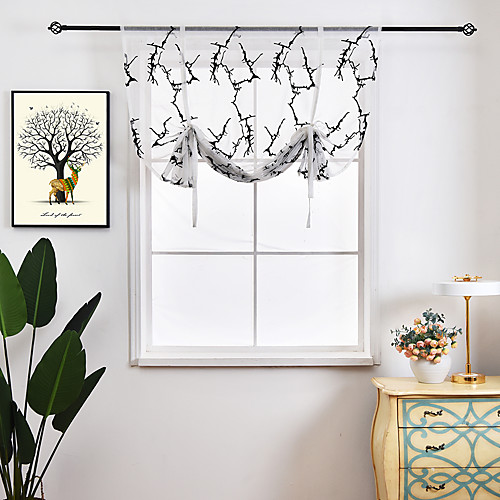 

Adorable Bowknot Tie Up Roman Curtain Tab Top Balloon Curtain Semi Sheer Kitchen Balloon Window Curtain