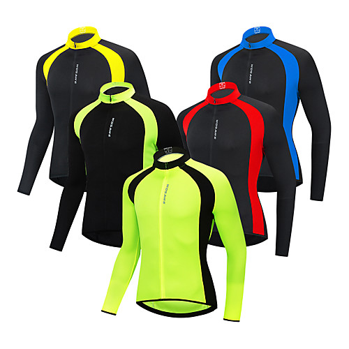

WOSAWE Men's Women's Long Sleeve Cycling Jersey Winter Polyester Black / Red Black / Yellow Green Patchwork Bike Jersey Top Mountain Bike MTB Road Bike Cycling Sports Clothing Apparel / Stretchy