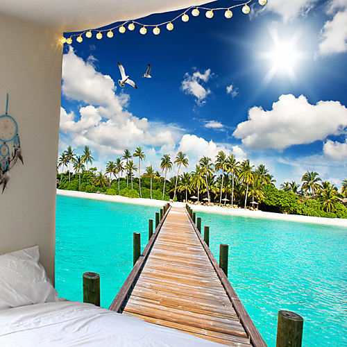 

Modern landscape series the blue sky white clouds pier seascape tapestries wall hanging hanging cloth background cloth decorative cloth