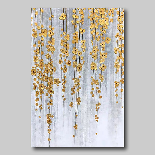 

Oil Painting Hand Painted Vertical Abstract Floral / Botanical Comtemporary Modern Stretched Canvas