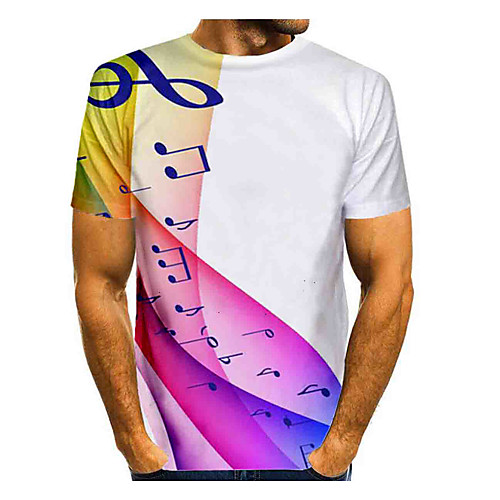 

Men's T shirt Graphic Print Short Sleeve Daily Tops Basic White