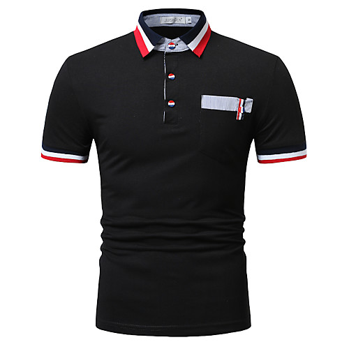 

Men's Polo Striped Short Sleeve Daily Tops Basic White Black Light gray