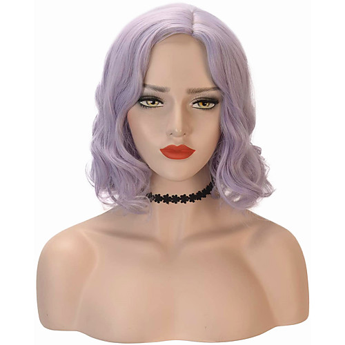 

Synthetic Wig Curly Wavy Short Bob Wig Medium Length Purple Synthetic Hair 14 inch Women's Party New Arrival Fashion Purple