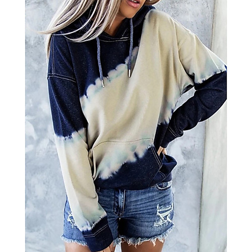 

Women's Pullover Hoodie Sweatshirt Color Block Casual Hoodies Sweatshirts Navy Blue