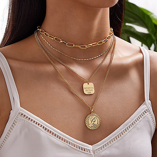 

Women's Pendant Necklace Necklace Stacking Stackable Lucky Classic Vintage Punk Trendy Alloy Gold 40 cm Necklace Jewelry 1pc For Party Evening Street Gift Birthday Party Festival / Layered Necklace