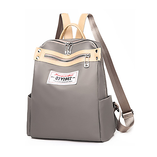 

Women's Oxford Cloth Special Material School Bag Commuter Backpack Large Capacity Waterproof Zipper Solid Color Sports & Outdoor Daily Backpack Black Red Khaki