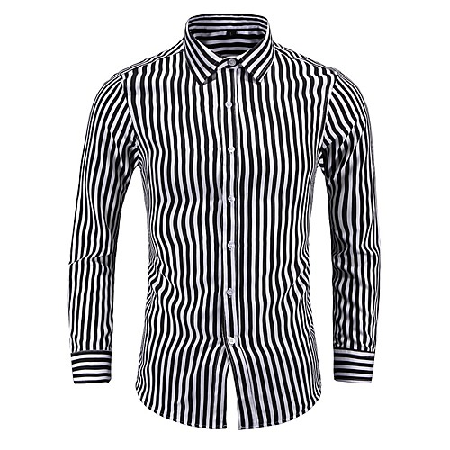 

Men's Shirt Striped Long Sleeve Daily Tops Black Blue Red