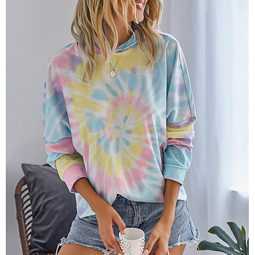 

Women's Pullover Hoodie Sweatshirt Tie Dye Casual Hoodies Sweatshirts Blue Purple Yellow