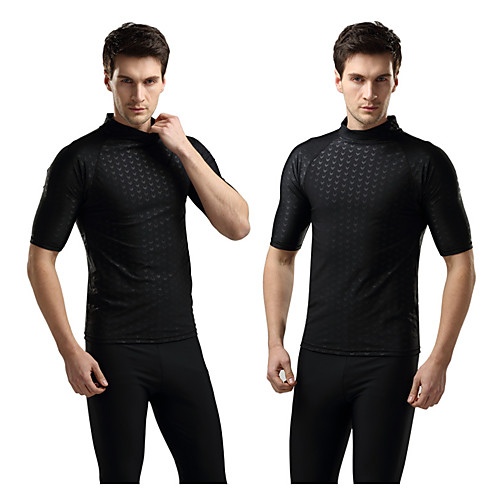 

Men's Rash Guard Elastane Top Breathable Quick Dry Short Sleeve Swimming Diving Water Sports Solid Colored Autumn / Fall Spring Summer / Stretchy