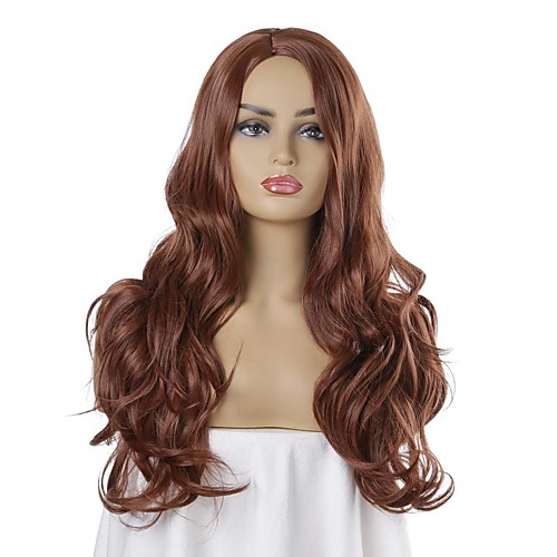 

Synthetic Wig Body Wave Bouncy Curl Middle Part Wig Long Brown Synthetic Hair 24 inch Women's Fashionable Design New Arrival Comfortable Brown