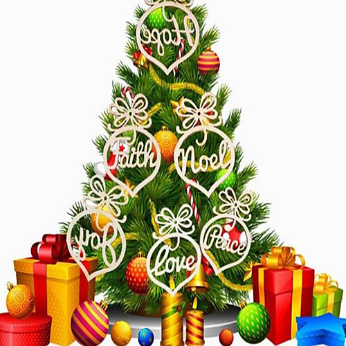 

Christmas Tree Decoration Wood 6pcs Christmas Gifts