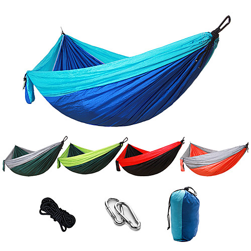 

Camping Hammock Outdoor Portable Breathable Quick Dry Ultra Light (UL) Foldable Parachute Nylon with Carabiners and Tree Straps for 2 person Hunting Fishing Hiking Transparent Green Pink and Blue