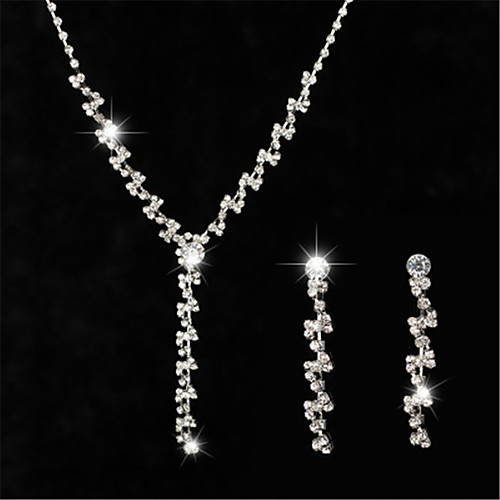 

Women's White AAA Cubic Zirconia Stud Earrings Choker Necklace Bridal Jewelry Sets Tennis Chain Mini Stylish Luxury Earrings Jewelry Silver For Party Wedding Engagement 1 set