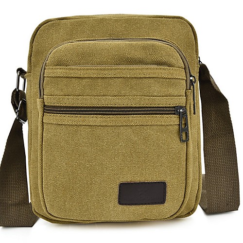 

Men's Bags Canvas Shoulder Messenger Bag Crossbody Bag Daily Outdoor Canvas Bag MessengerBag Black Army Green Khaki Coffee
